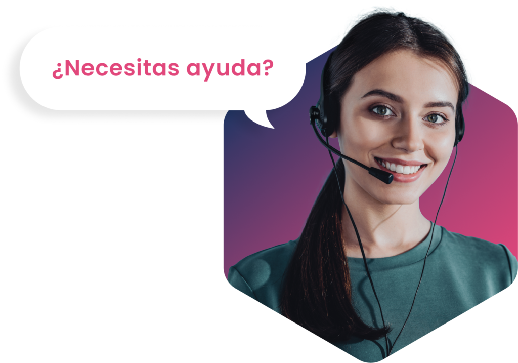 chica trabajadora call center preguntando si necesiats ayuda