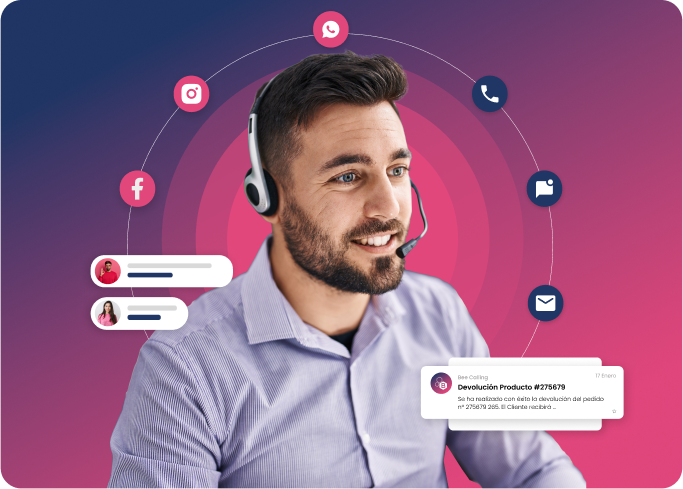 Agente de Bee Calling ofreciendo una atención multicanal para una empresa del Secotr e-Commerce